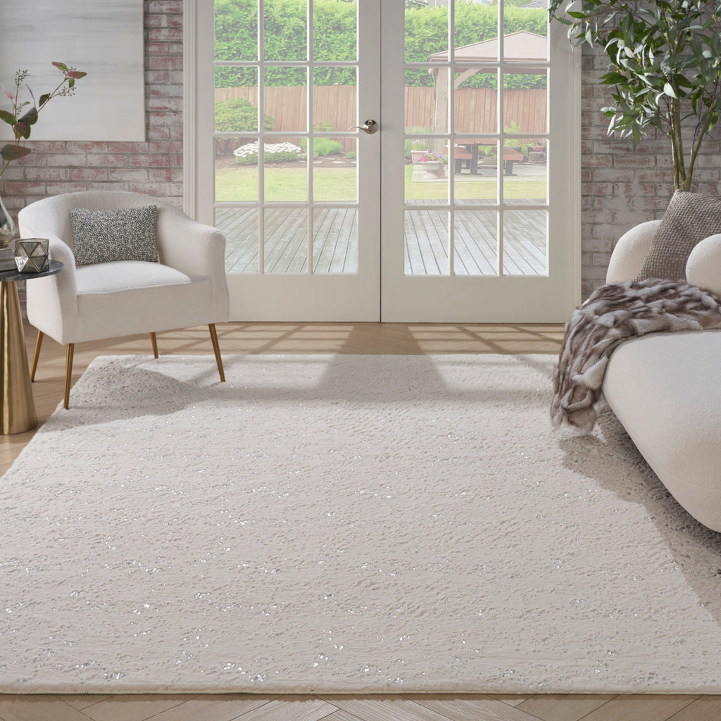 nourison cozy shimmer csh01 ivory silver rug