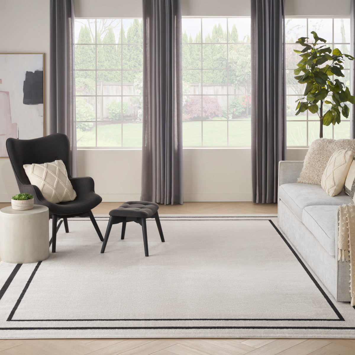 nourison nourison essentials nre02 ivory black rug