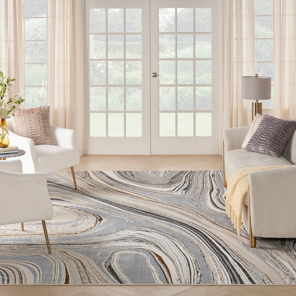 nourison glitz glz21 grey gold rug