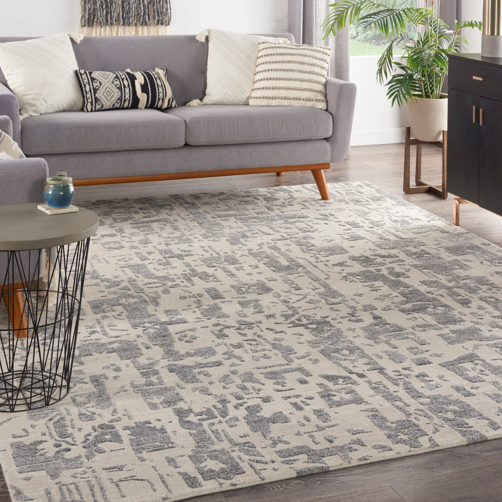 nourison silk shadows sha19 ivory grey rug