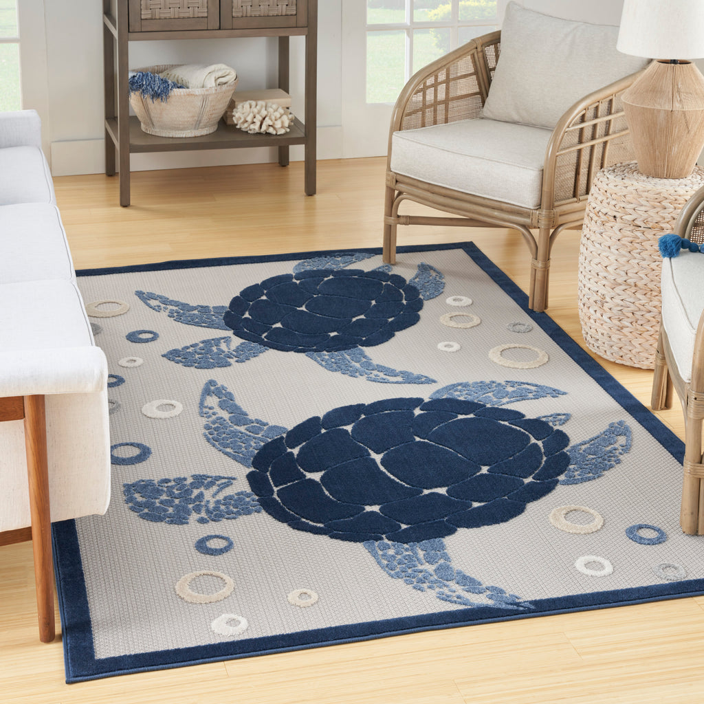 nourison aloha alh27 navy blue rug