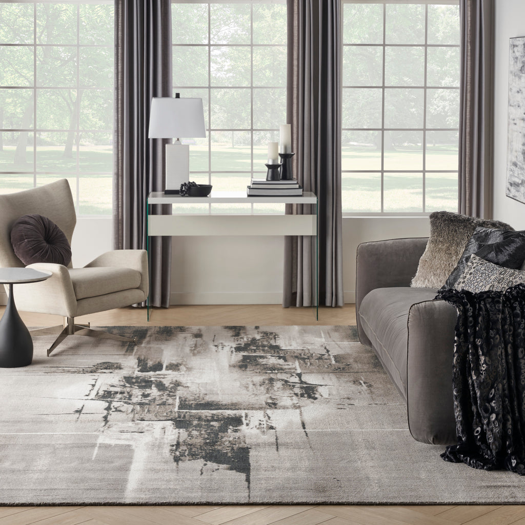 nourison twilight twi30 grey ivory black rug