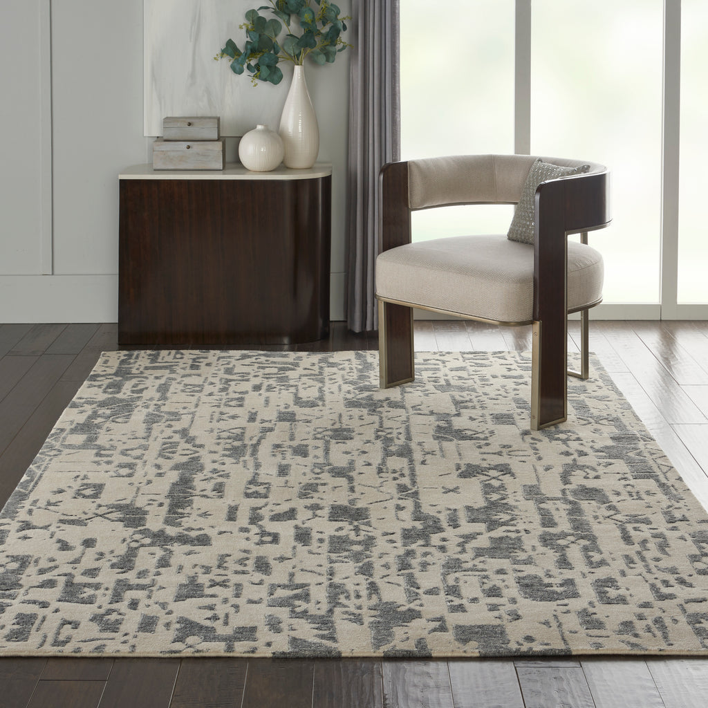 nourison silk shadows sha19 ivory grey rug