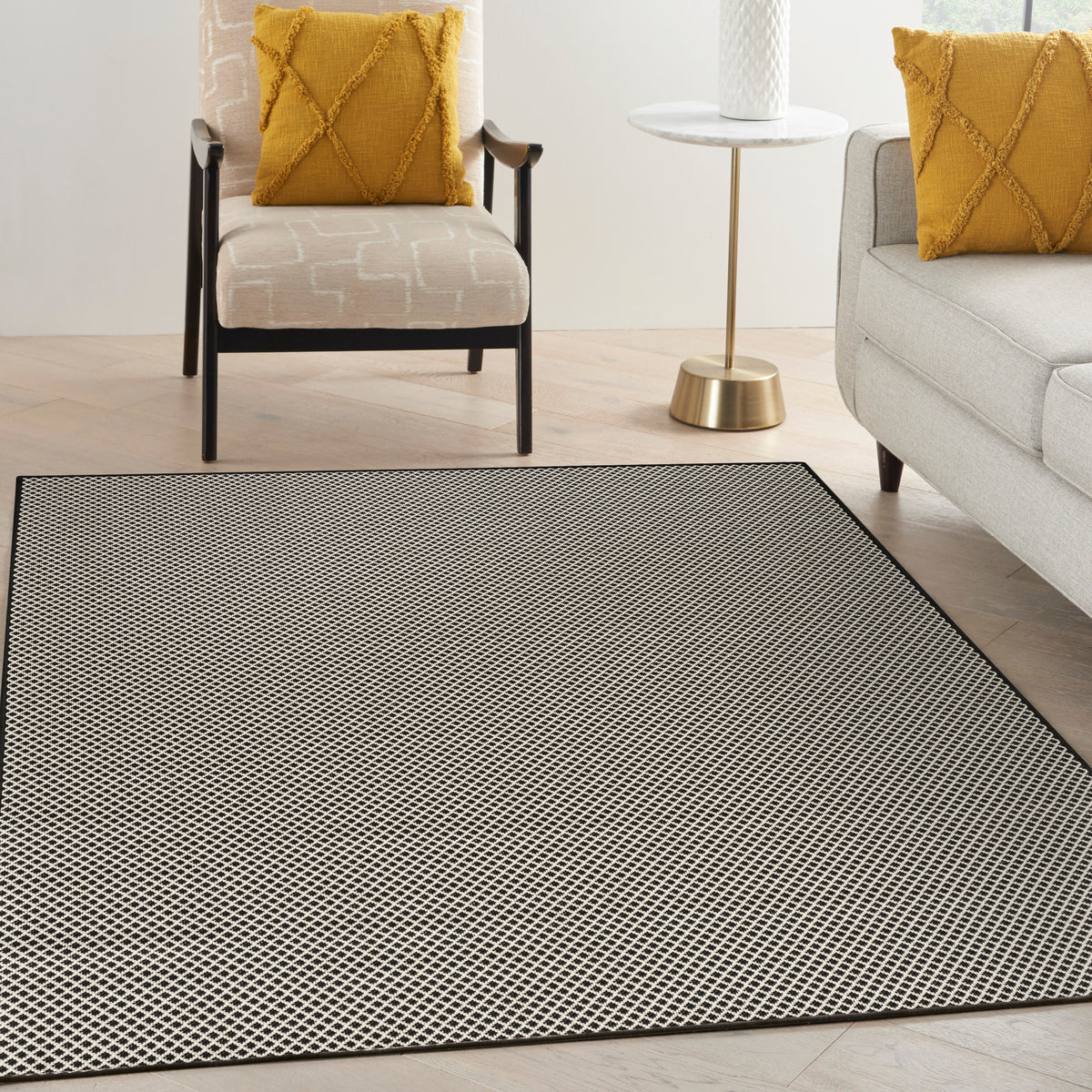 nourison courtyard cou01 black white rug