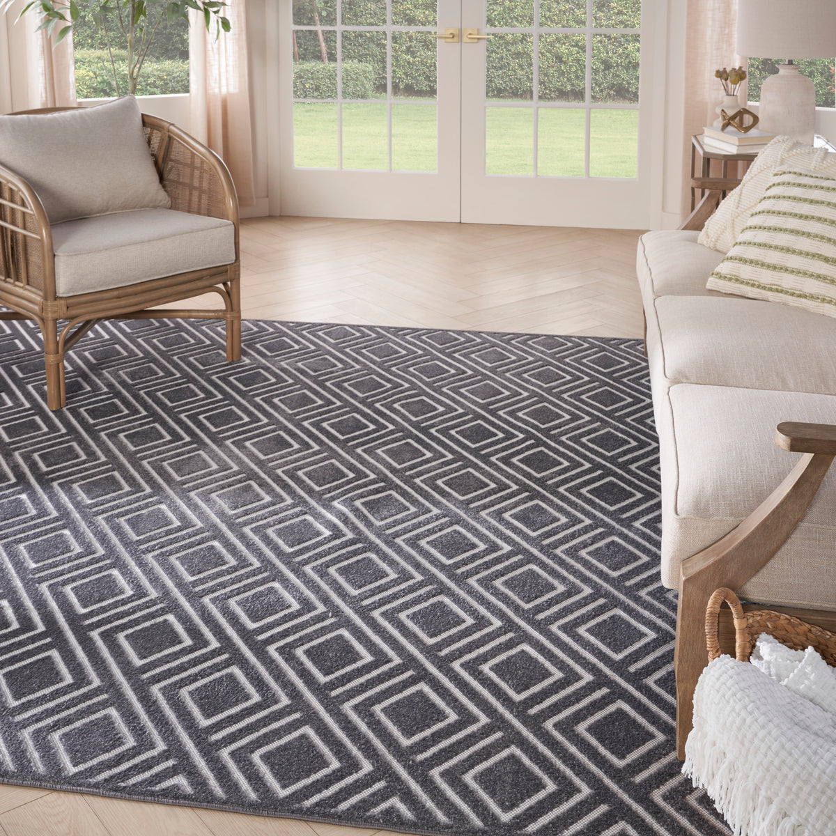 nourison care free caf03 grey rug