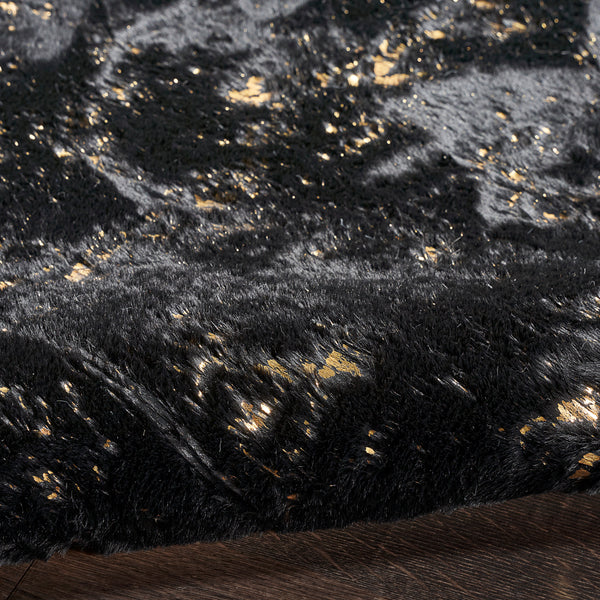 nourison cozy shimmer csh01 black gold rug