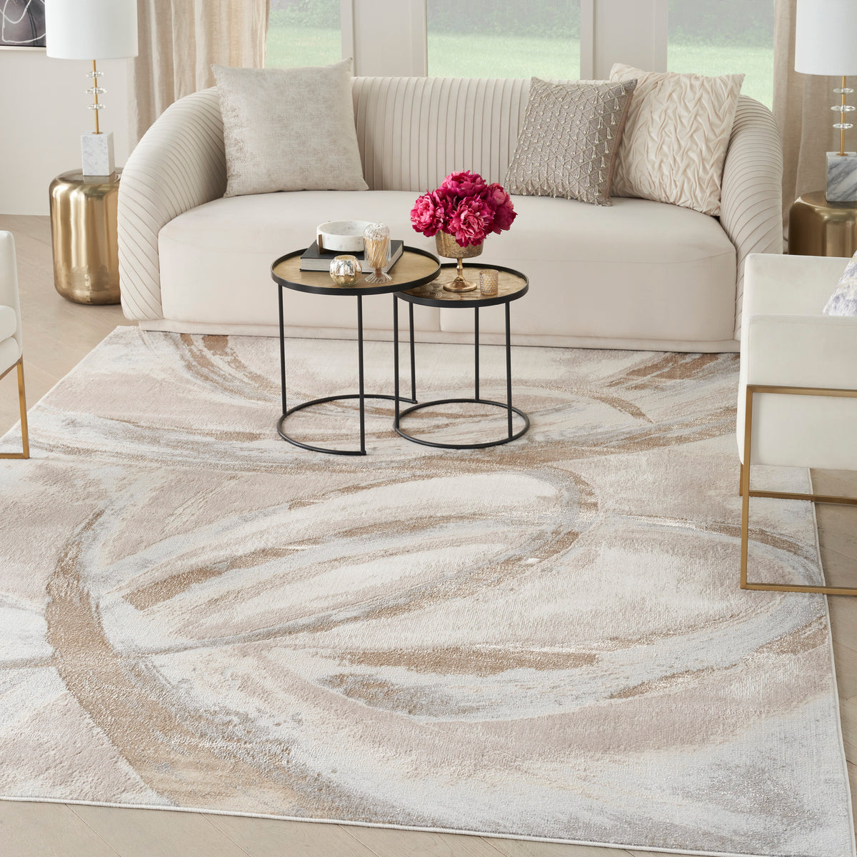 nourison brushstrokes bsk01 beige grey rug