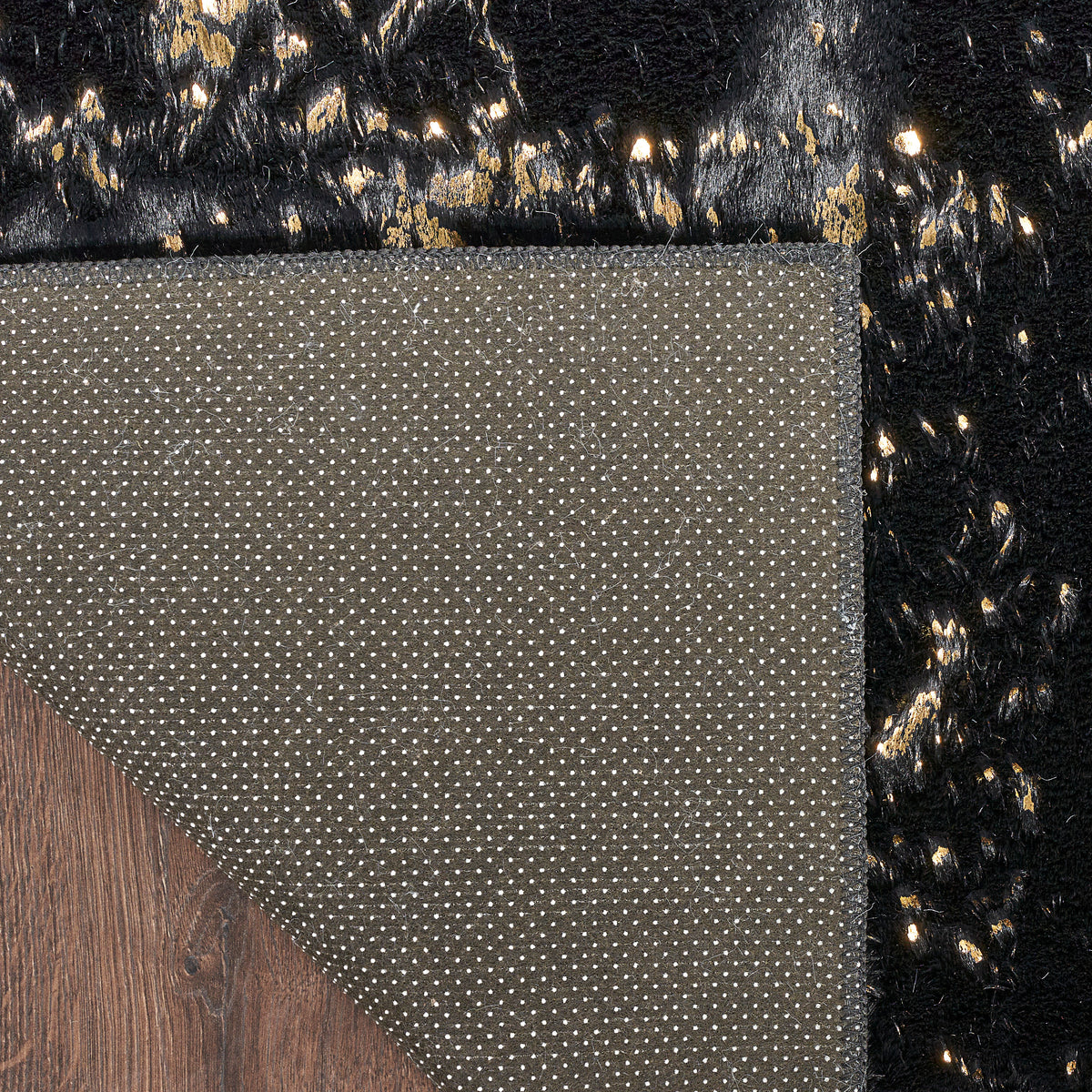 nourison cozy shimmer csh01 black gold rug