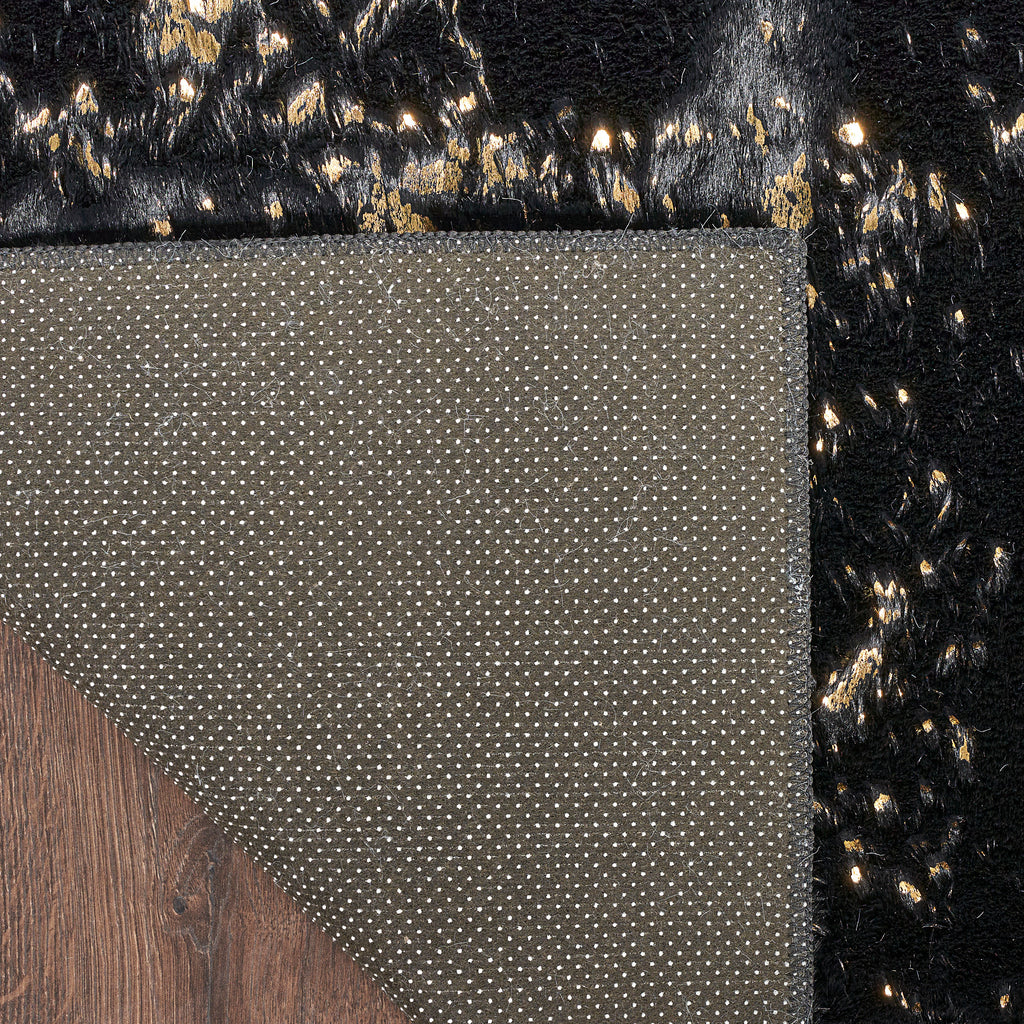 nourison cozy shimmer csh01 black gold rug