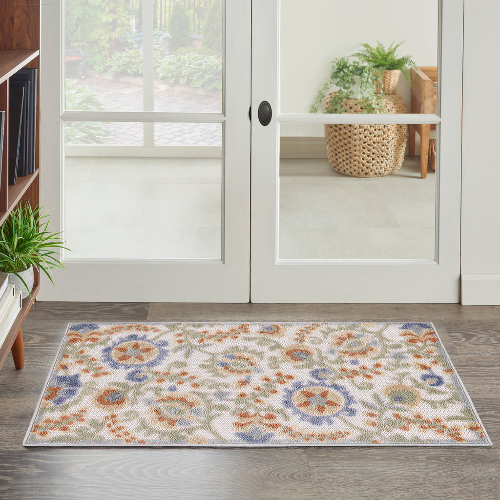 nourison aloha alh17 ivory blue rug