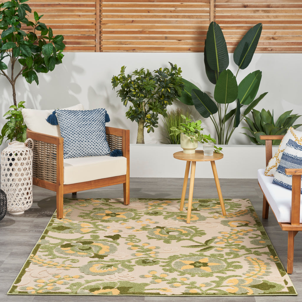 nourison aloha alh17 ivory green rug