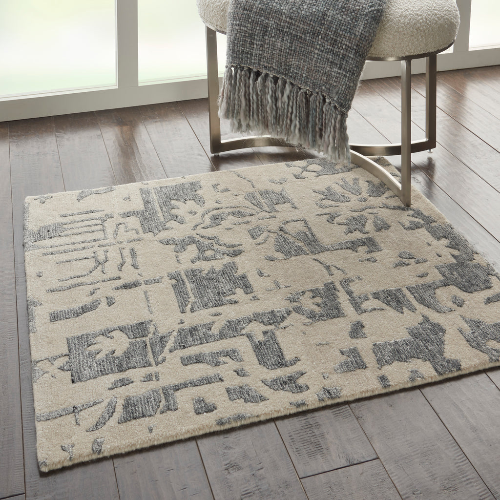 nourison silk shadows sha19 ivory grey rug