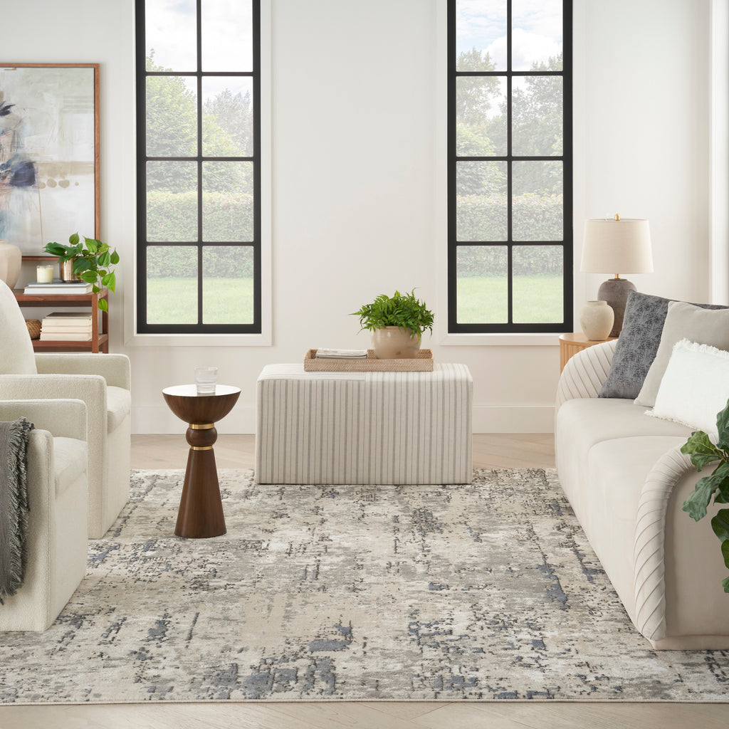 nourison quarry qua01 ivory blue grey rug