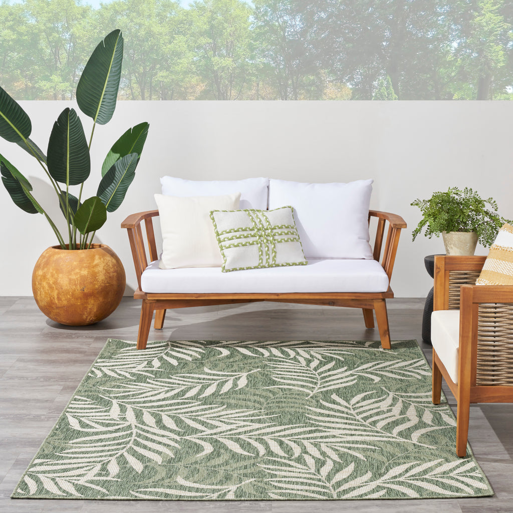 nourison garden oasis goa01 green ivory rug