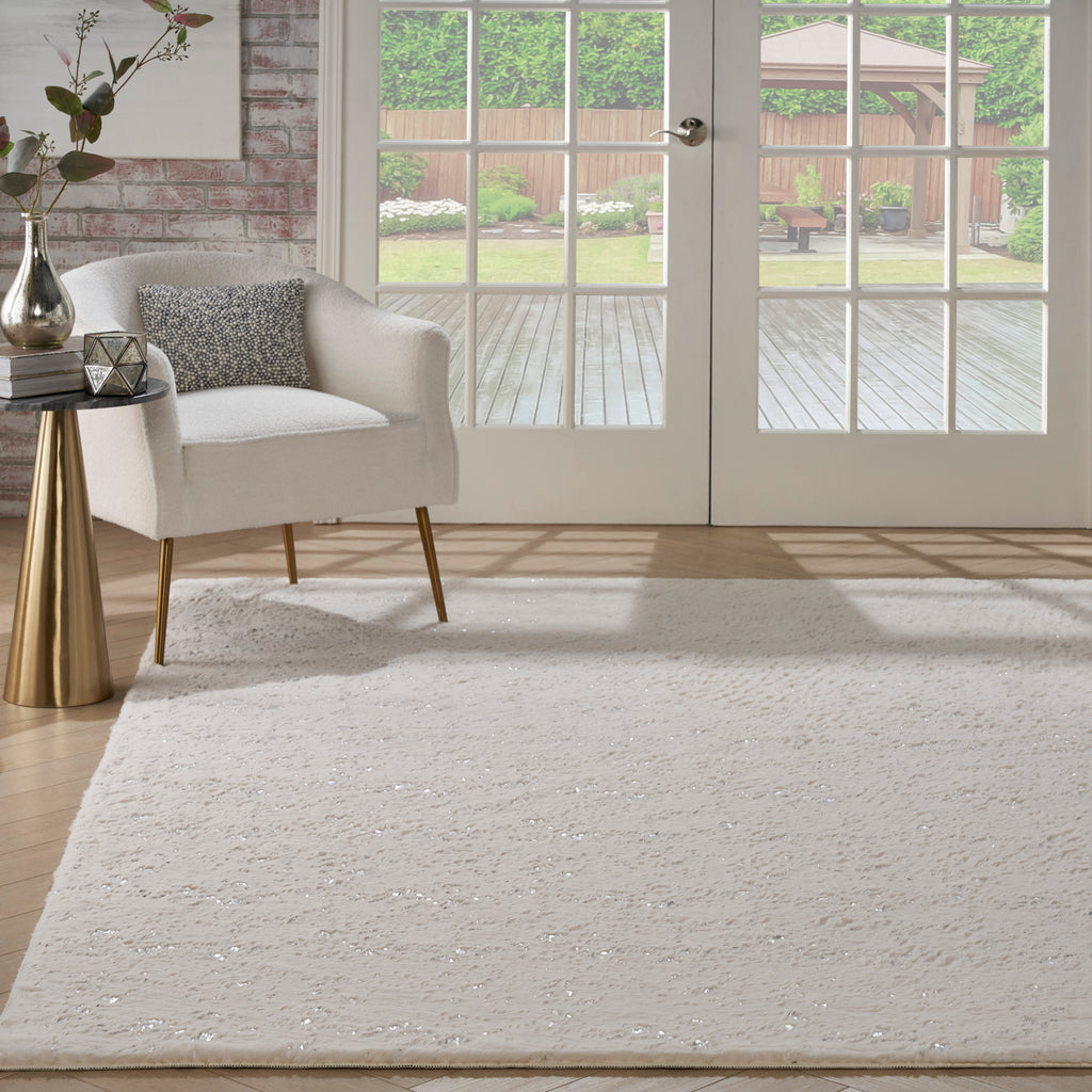nourison cozy shimmer csh01 ivory silver rug