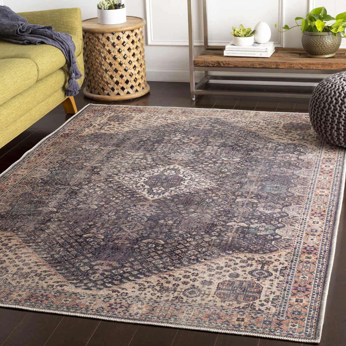 Hauteloom Kittrell KIT Beige Machine Made Chenille-Polyester Rug