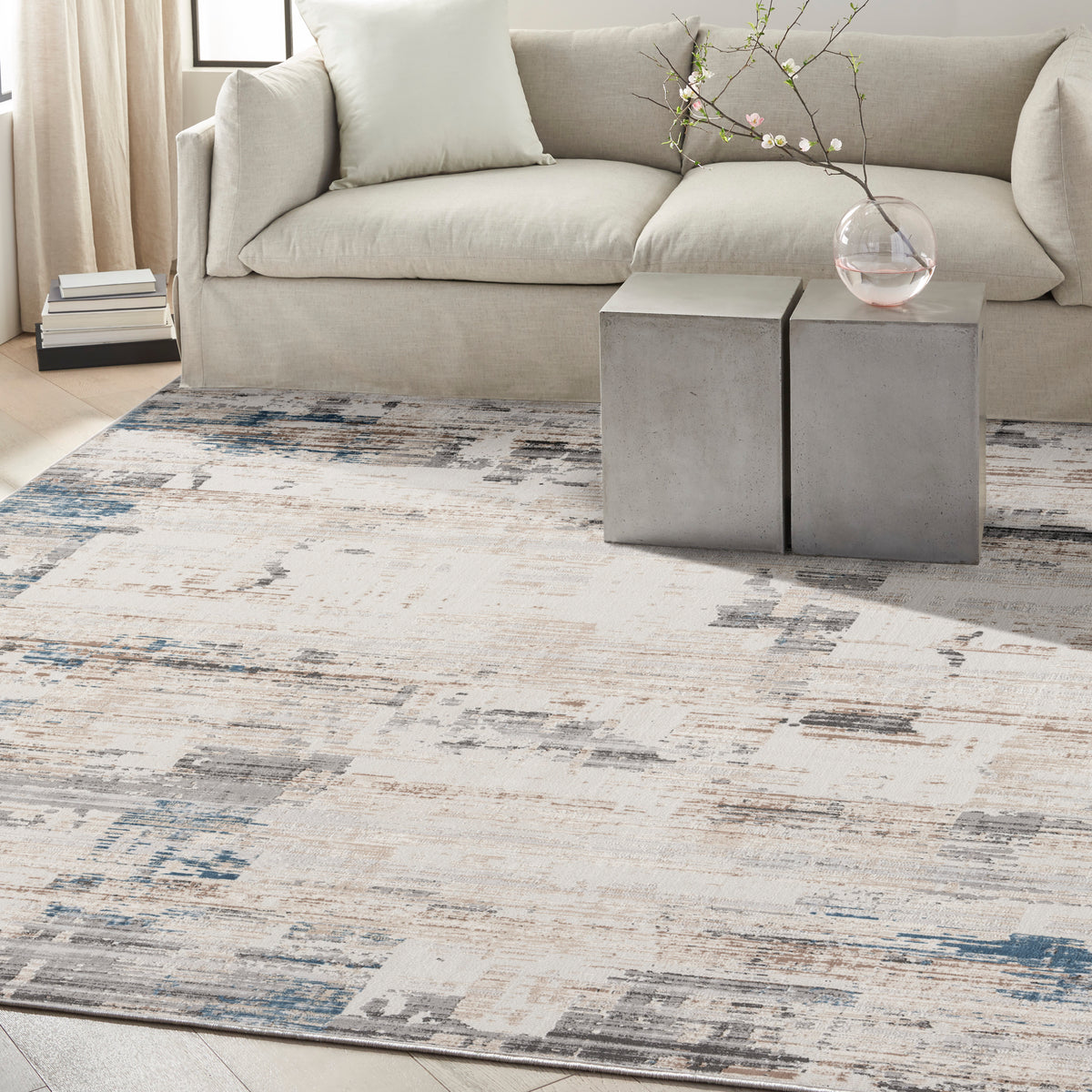 nourison ck022 infinity ifn06 ivory grey blue rug