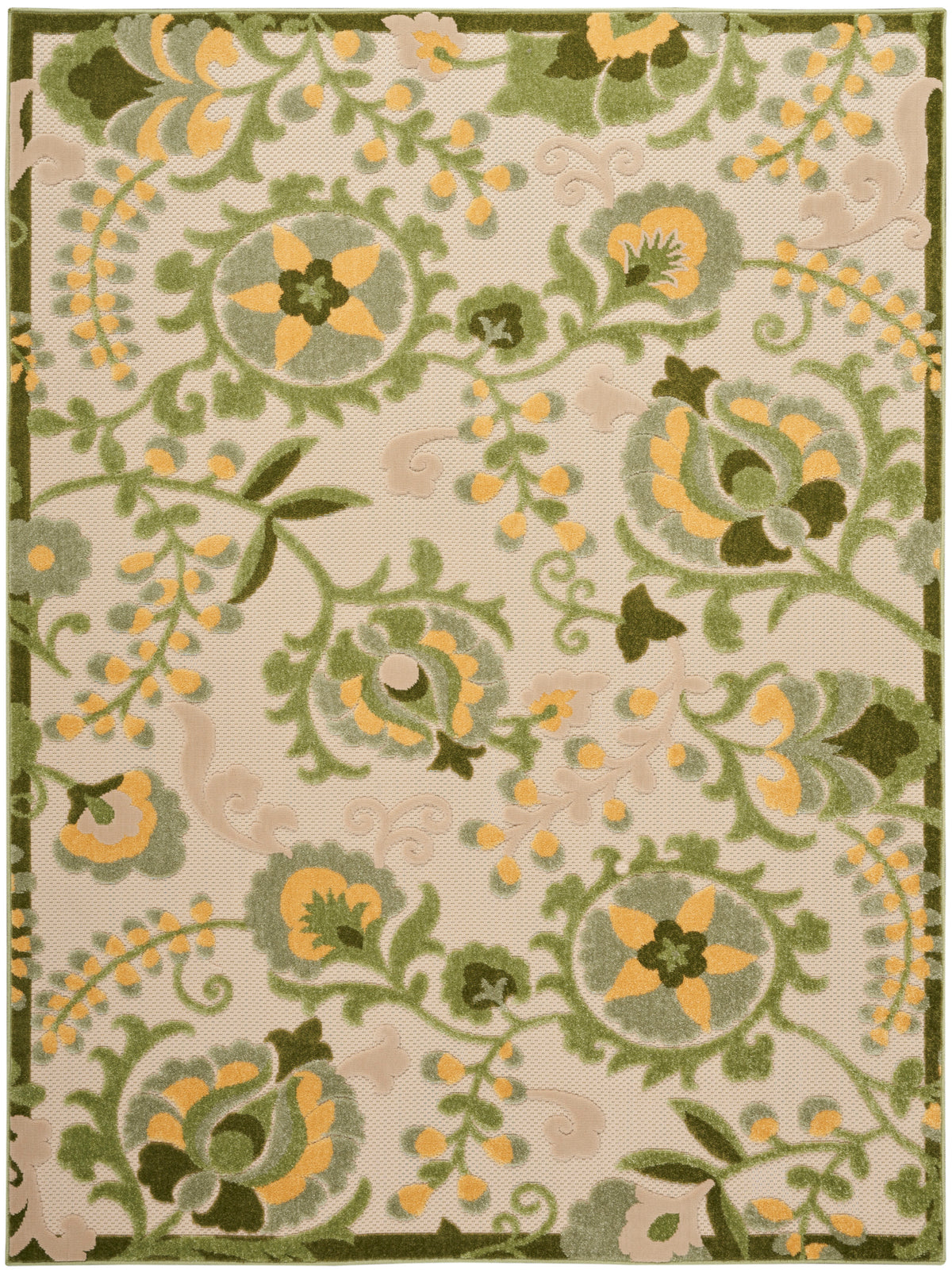 nourison aloha alh17 ivory green rug