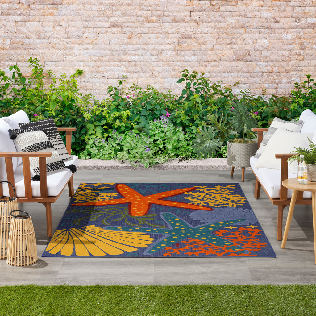 nourison aloha alh24 navy multicolor rug