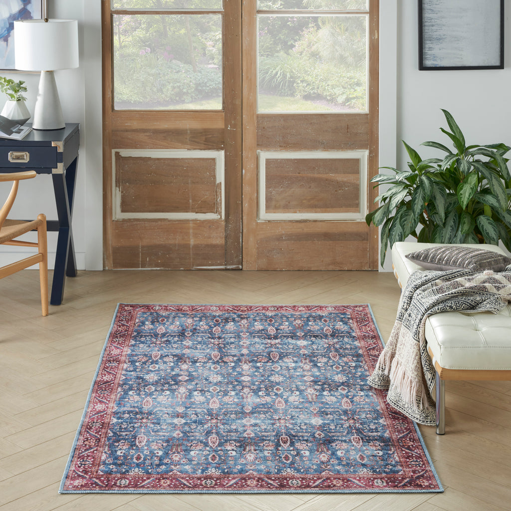 nourison grand washables grw06 blue brick rug