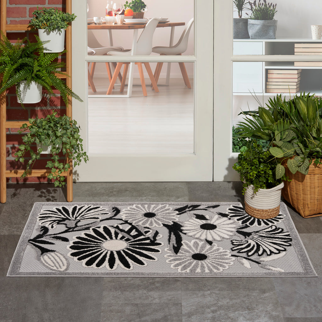 nourison aloha alh33 black white rug