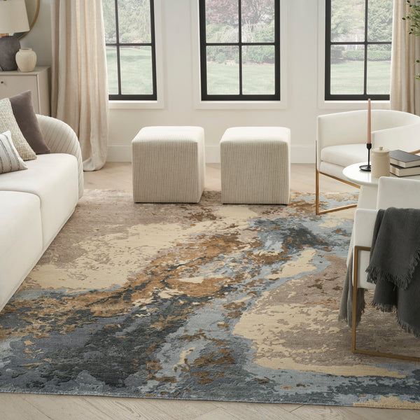 nourison silk shadows sha23 beige blue rug