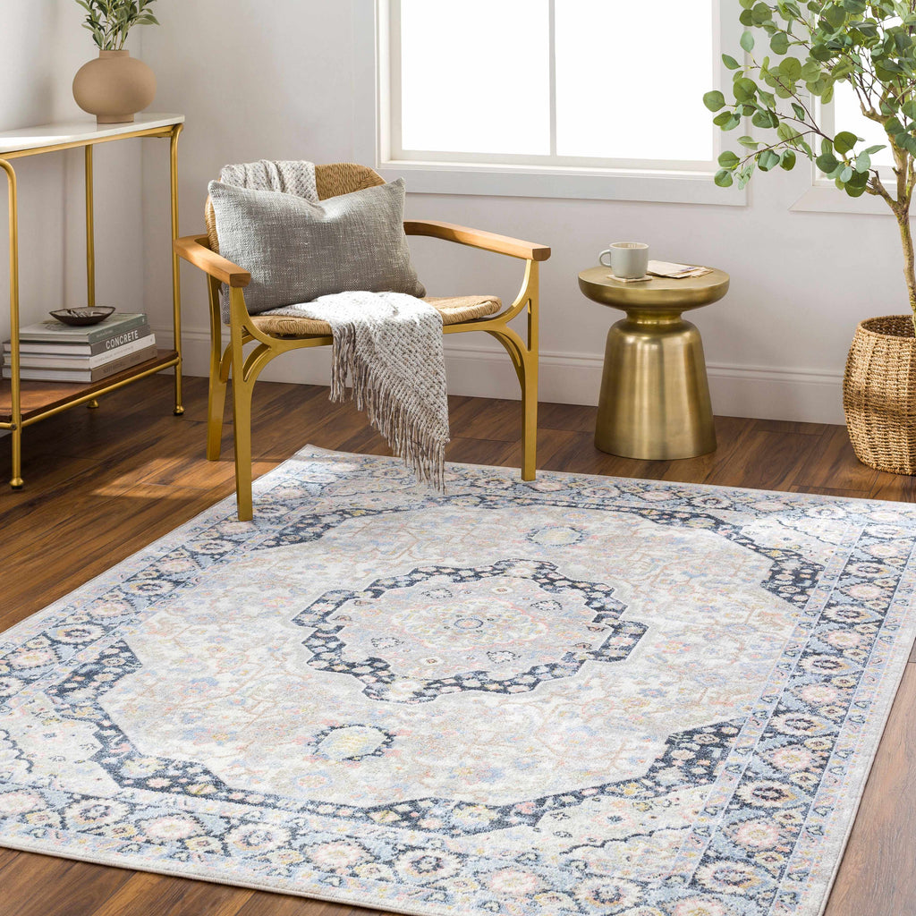 Hauteloom Kyra KYRA Light Blue Machine Made Polyester Rug
