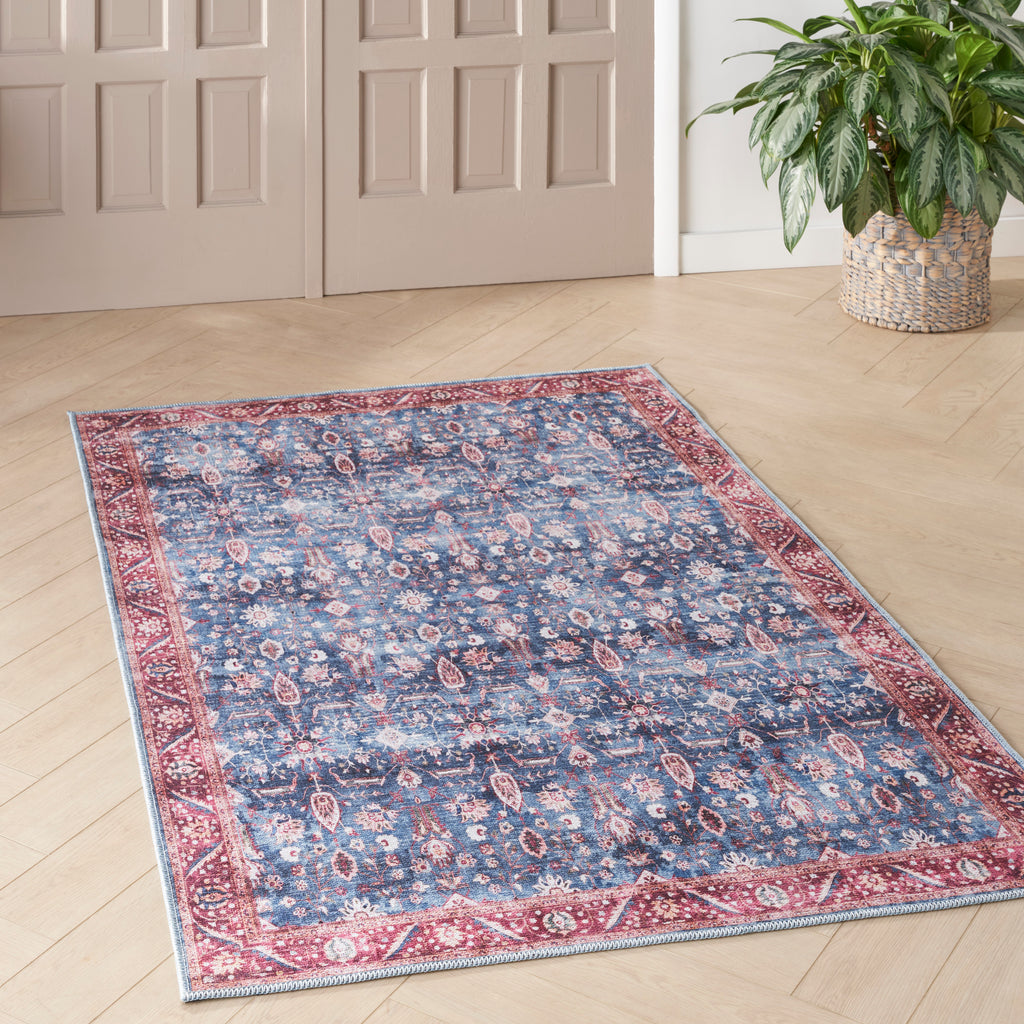 nourison grand washables grw06 blue brick rug