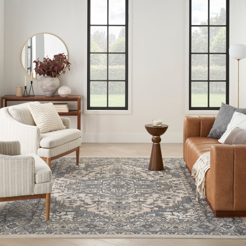 nourison quarry qua05 ivory blue rug