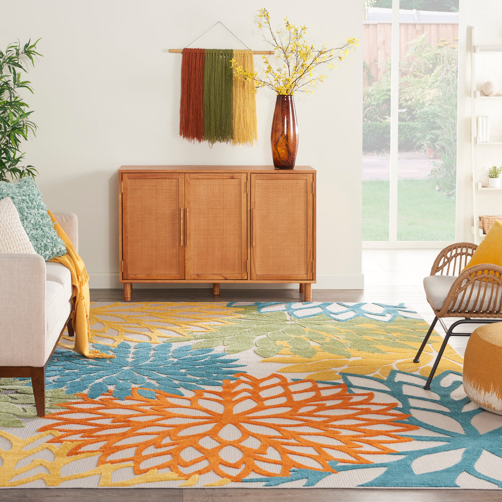 nourison aloha alh05 turquoise multicolor rug