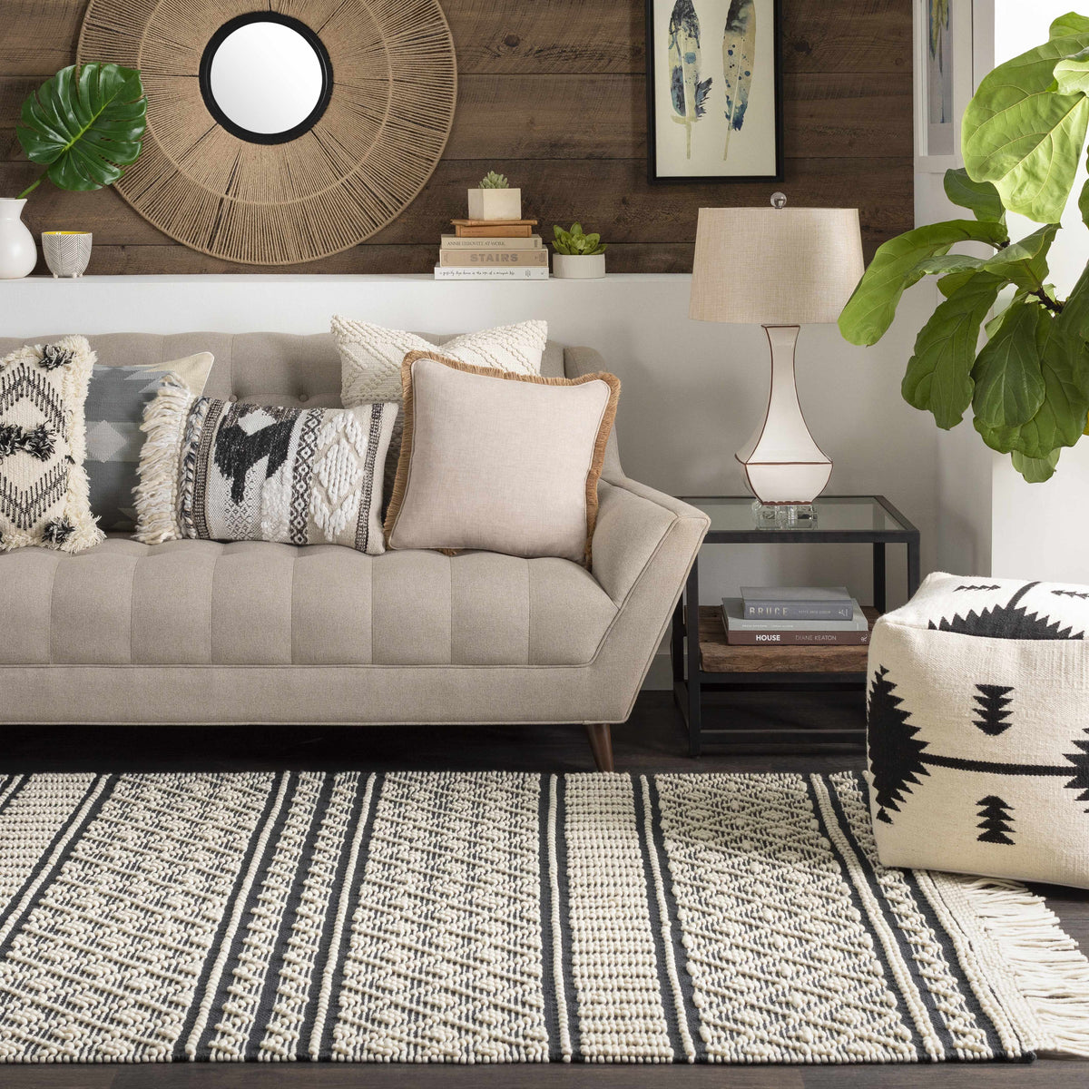 Hauteloom Leon LNHW White Woven/Flatwoven Wool Rug