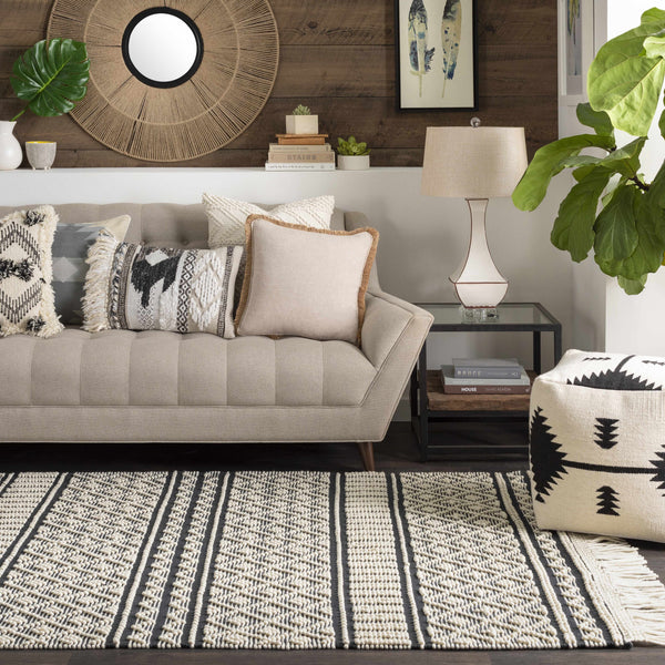 Hauteloom Leon LNHW White Woven/Flatwoven Wool Rug