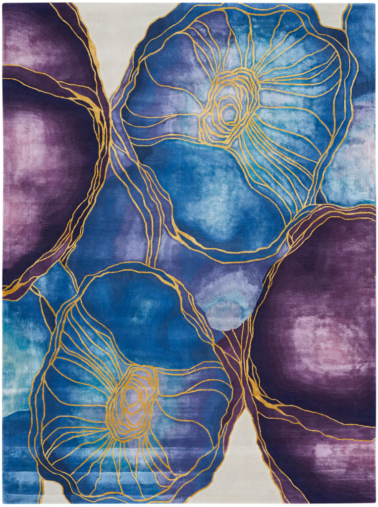 nourison prismatic prs32 blue gold rug