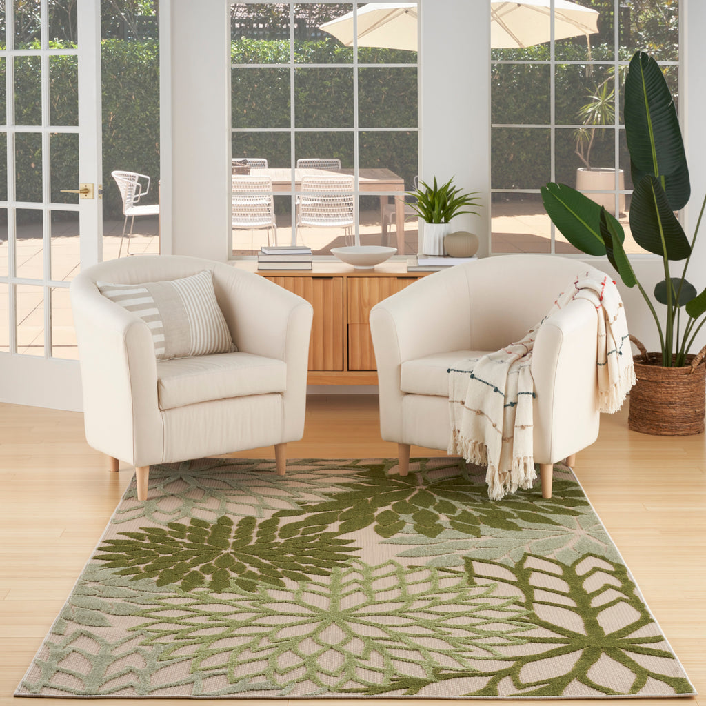 nourison aloha alh05 ivory green rug