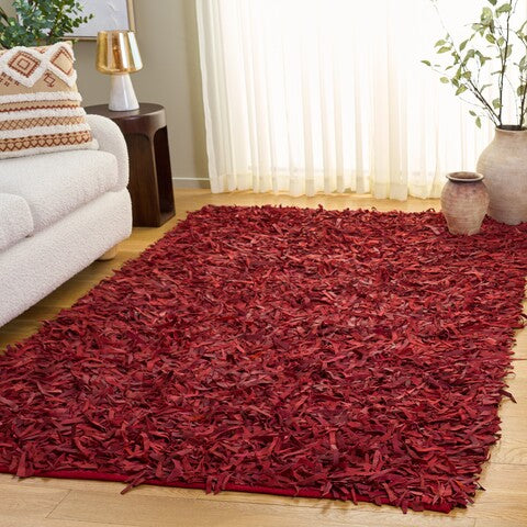 safavieh clearance leather shag lsg601d red rug