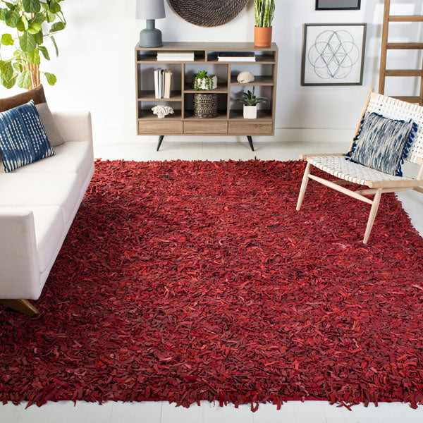 safavieh clearance leather shag lsg601d red rug