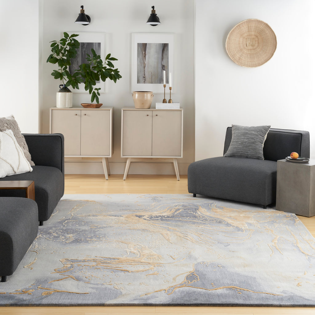 nourison prismatic prs28 grey gold rug
