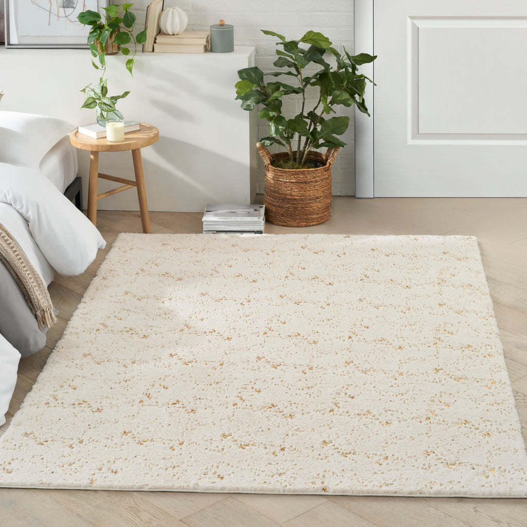 nourison cozy shimmer csh01 ivory gold rug