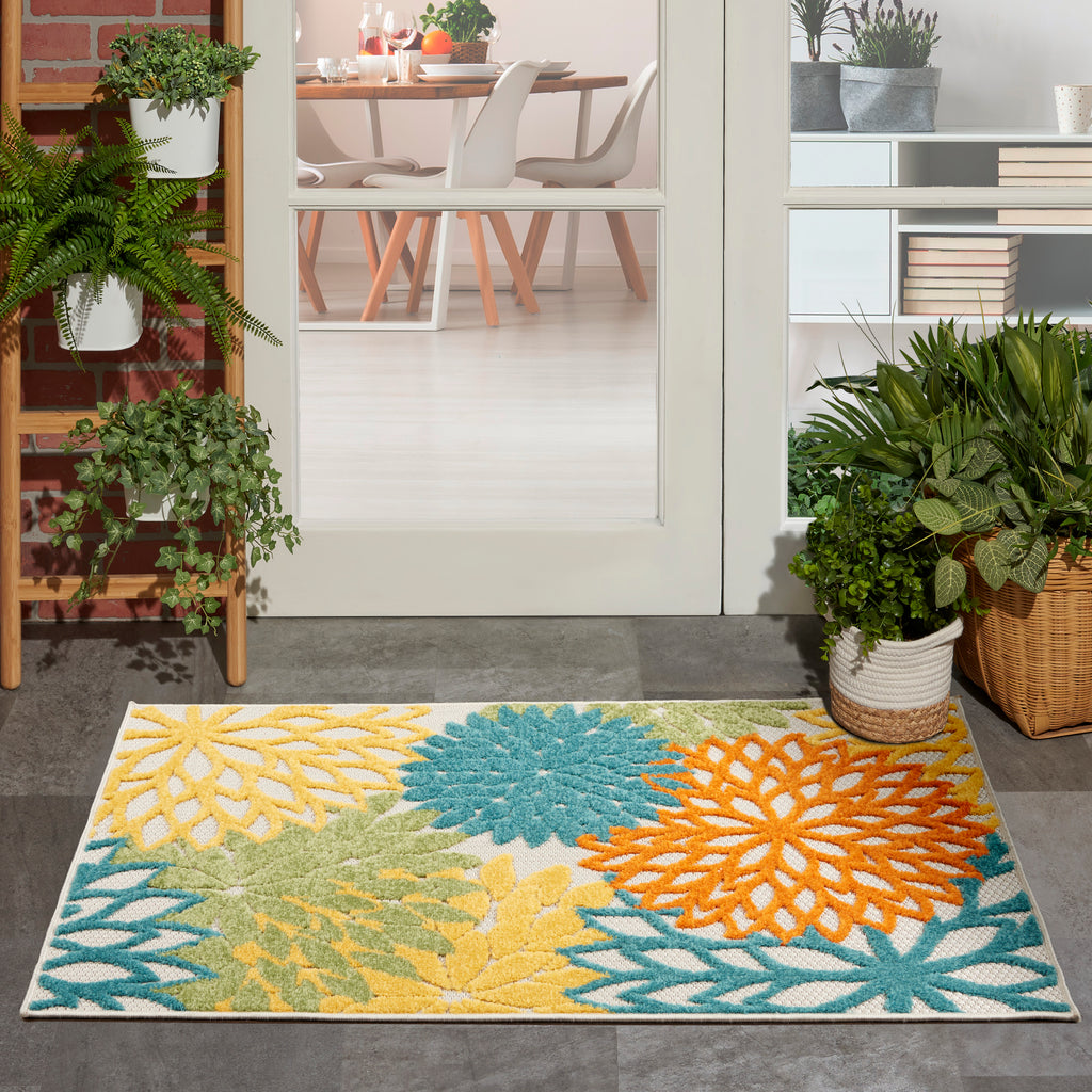 nourison aloha alh05 turquoise multicolor rug