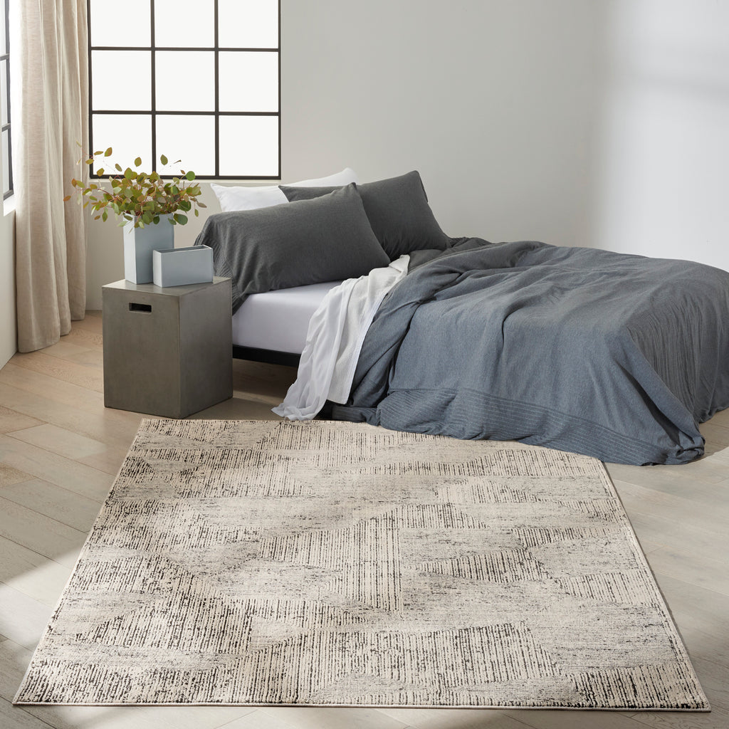 nourison ck024 irradiant irr01 cream black rug
