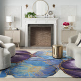 nourison prismatic prs32 blue gold rug