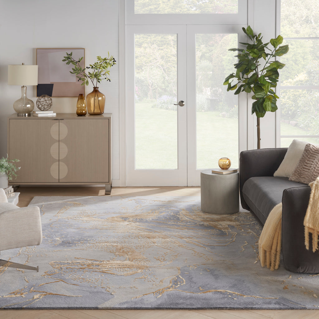nourison prismatic prs28 grey gold rug