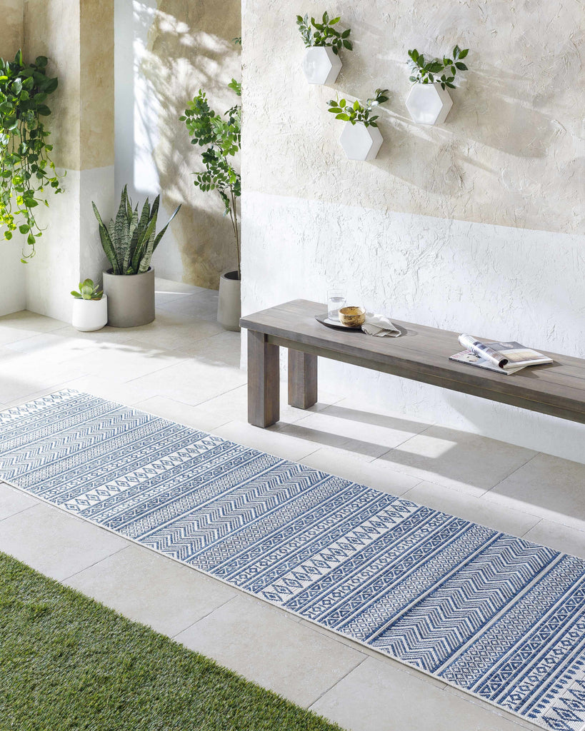 Hauteloom Madras MADRA Navy Machine Made Polypropylene Rug