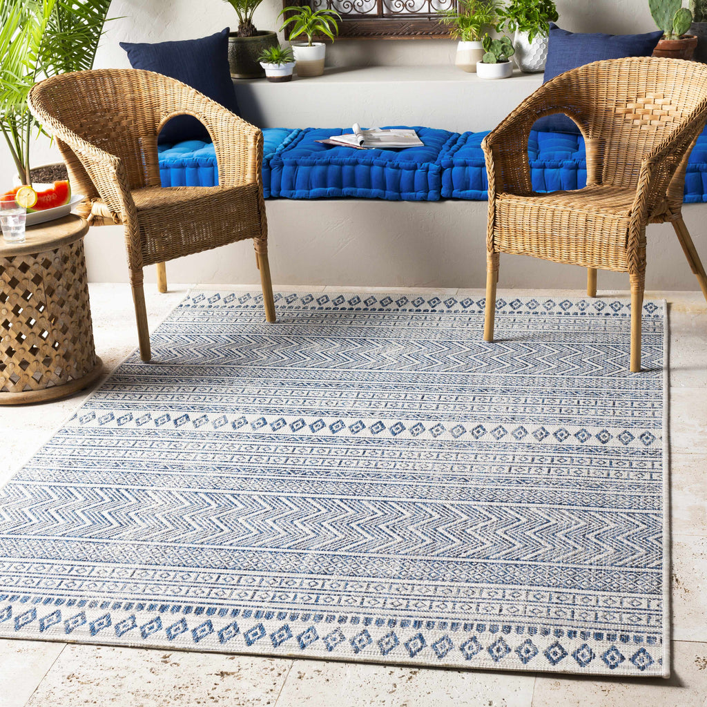 Hauteloom Madras MADRA Navy Machine Made Polypropylene Rug