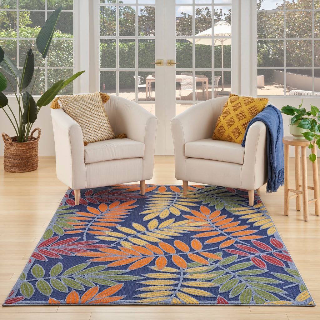 nourison aloha alh18 navy multicolor rug