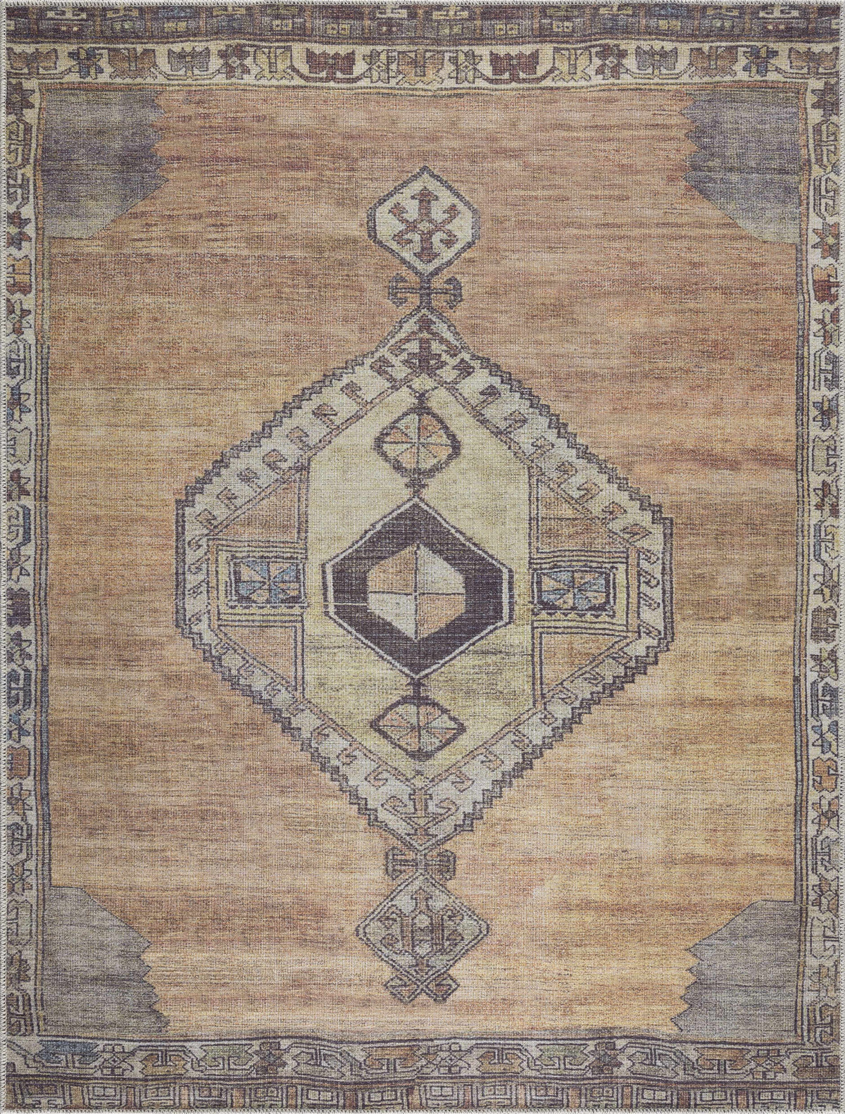 Hauteloom Medinah MDNDK Dark Brown Machine Made Chenille-Polyester Rug
