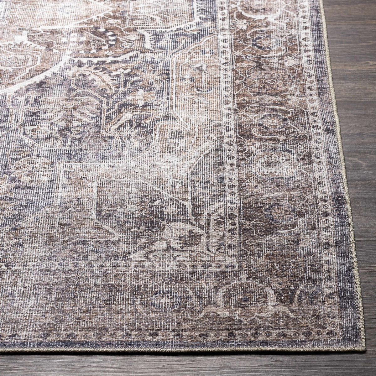 Hauteloom Mignon MIG Charcoal Machine Made Chenille-Polyester Rug