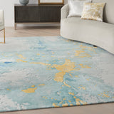 nourison prismatic prs26 seafoam gold rug