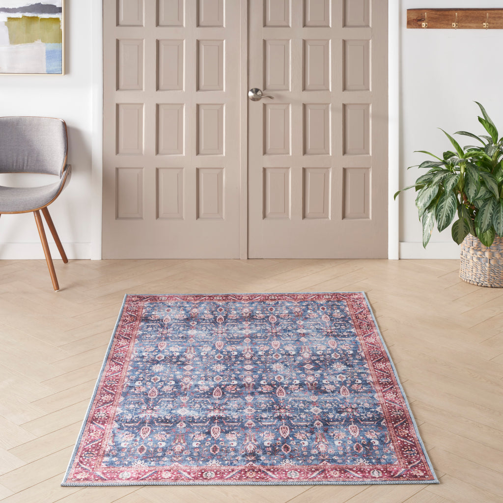 nourison grand washables grw06 blue brick rug