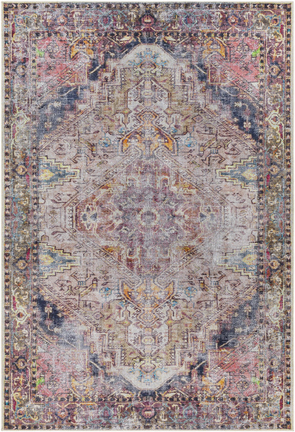 Hauteloom Monching MONCH Aqua Machine Made Polyester Rug